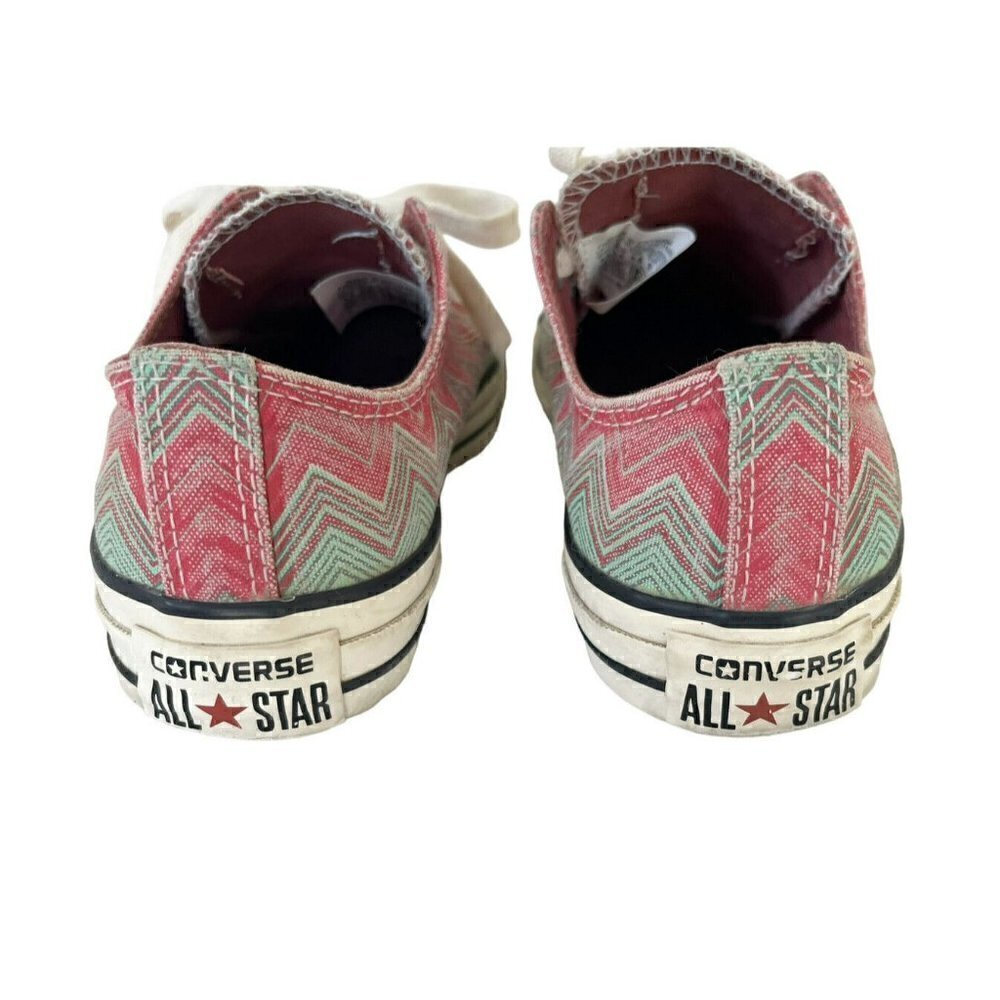 CONVERSE X MISSONI Collab Women's Sz 6.5 Pink Green Zigzag Low Top Sneakers - Picture 5 of 11